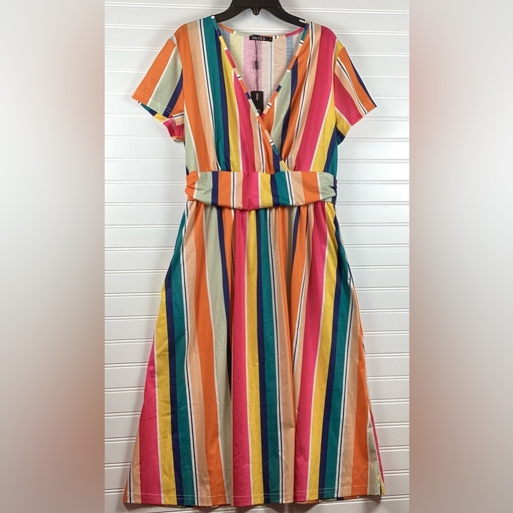 OUGES NWT Women's Summer Short Sleeve V-Neck Part… - image 2